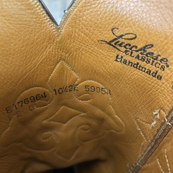 Lucchese Classics Handmade E176964 Ostrich Inlay Cowboy Boots Mens 10.5 EE - Picture 6 of 12